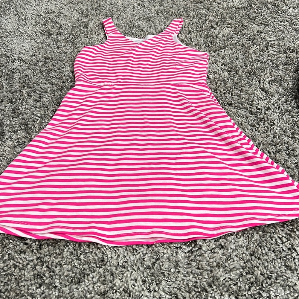 Pink and Violet.  Pink and White casual dress